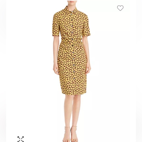 kate spade Dresses & Skirts - Kate Spade New York Sunny Bloom Ruched Front Shirt Yellow Patterned Dress Sz 2